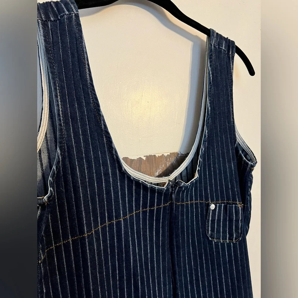 Pilcro Navy and White Zip-Up Utility Jumpsuit - Picture 3 of 10